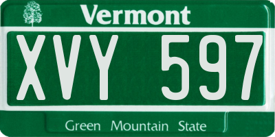 VT license plate XVY597