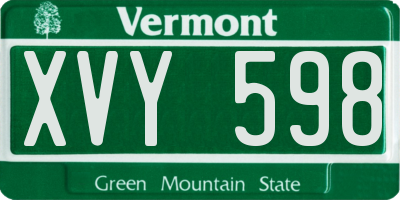 VT license plate XVY598
