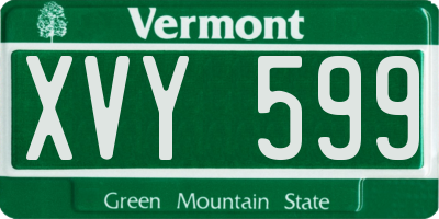 VT license plate XVY599