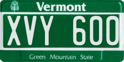 VT license plate XVY600