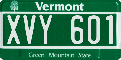 VT license plate XVY601