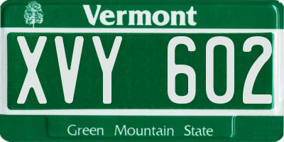 VT license plate XVY602