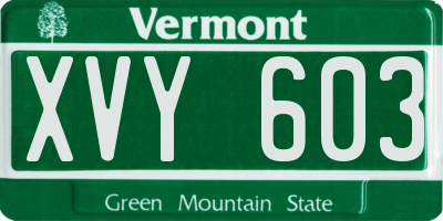 VT license plate XVY603