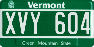 VT license plate XVY604