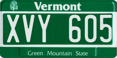 VT license plate XVY605