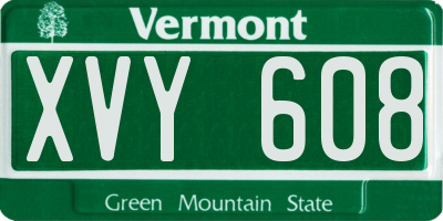 VT license plate XVY608