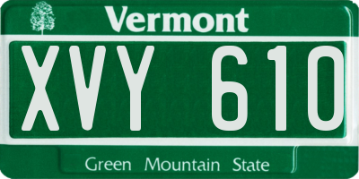 VT license plate XVY610