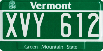 VT license plate XVY612