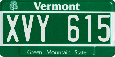 VT license plate XVY615
