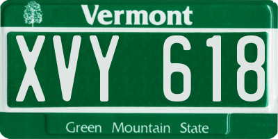 VT license plate XVY618