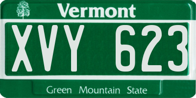 VT license plate XVY623