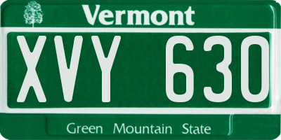 VT license plate XVY630
