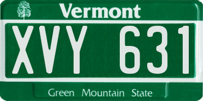 VT license plate XVY631