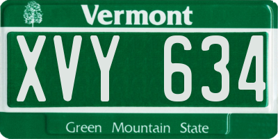 VT license plate XVY634