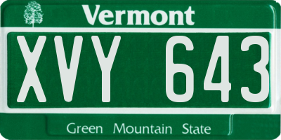 VT license plate XVY643