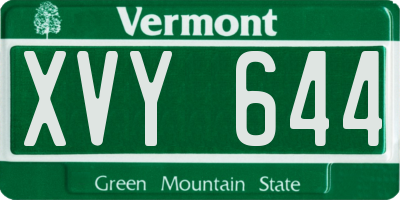 VT license plate XVY644