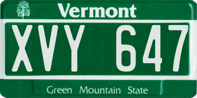 VT license plate XVY647