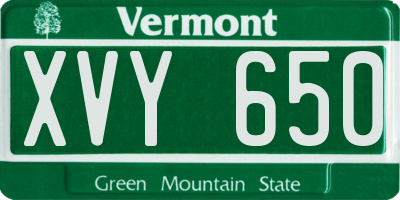 VT license plate XVY650