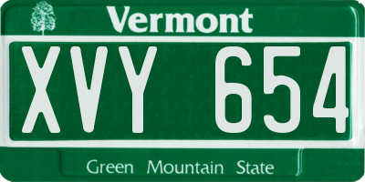 VT license plate XVY654