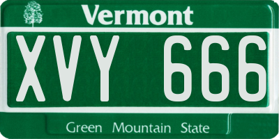VT license plate XVY666
