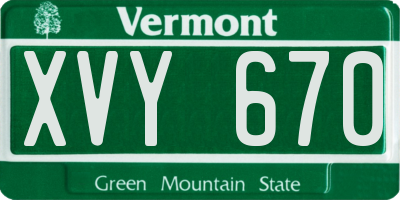 VT license plate XVY670