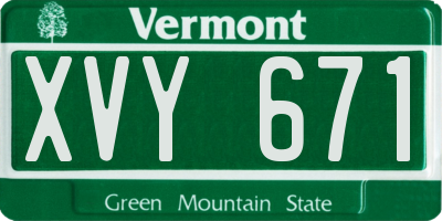 VT license plate XVY671