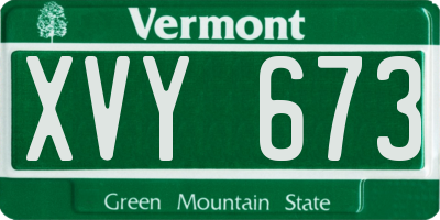 VT license plate XVY673