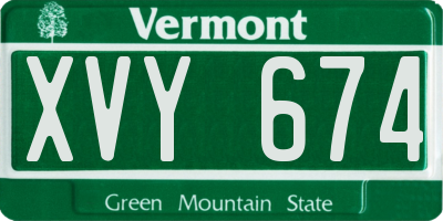 VT license plate XVY674