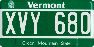 VT license plate XVY680