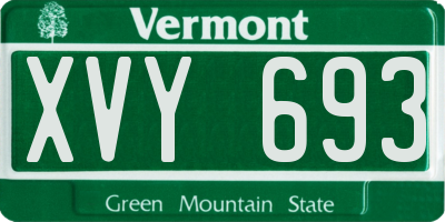 VT license plate XVY693