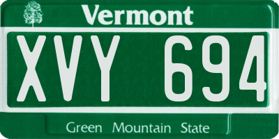 VT license plate XVY694