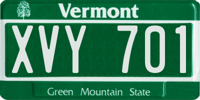 VT license plate XVY701