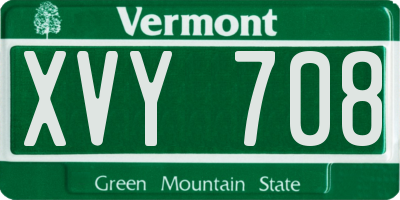 VT license plate XVY708
