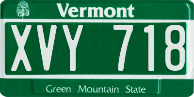 VT license plate XVY718