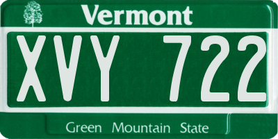 VT license plate XVY722