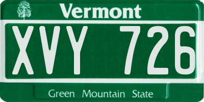 VT license plate XVY726