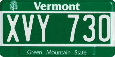 VT license plate XVY730