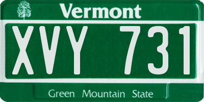 VT license plate XVY731