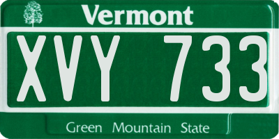 VT license plate XVY733
