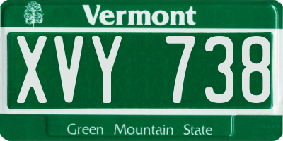 VT license plate XVY738