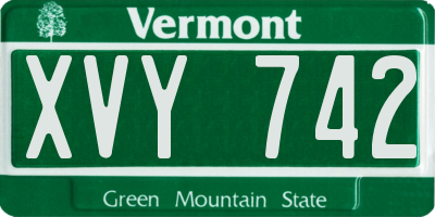 VT license plate XVY742