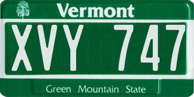 VT license plate XVY747