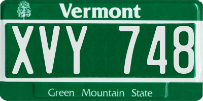 VT license plate XVY748