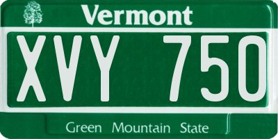 VT license plate XVY750