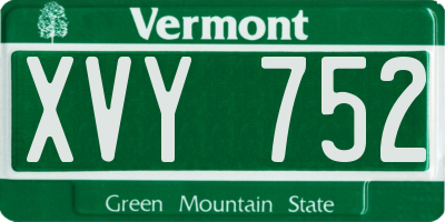 VT license plate XVY752