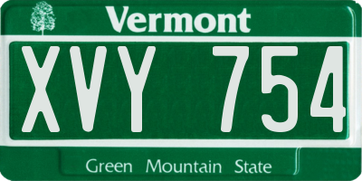 VT license plate XVY754