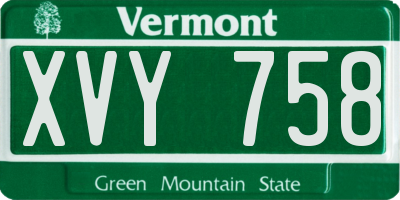 VT license plate XVY758