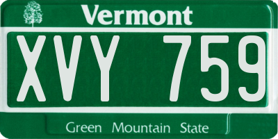 VT license plate XVY759