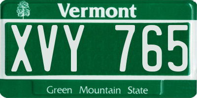 VT license plate XVY765