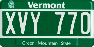 VT license plate XVY770